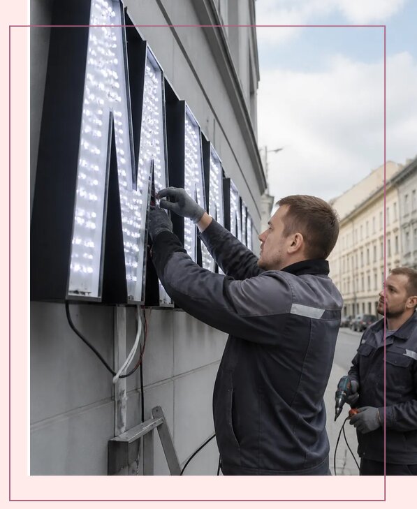 Изготовление и монтаж светодиодных LED вывесок в Тихвине
